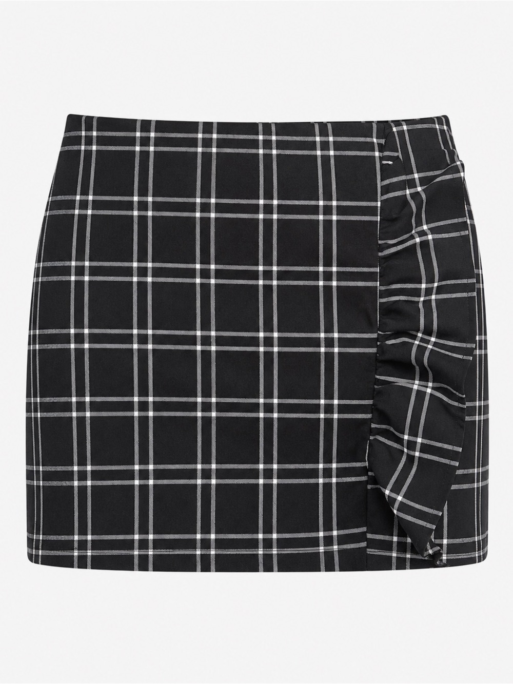 Abercrombie & Fitch black plaid ruffle mini skirt, small